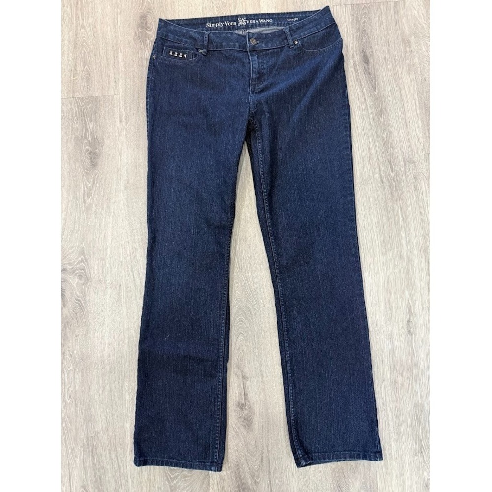 Simply Vera Vera Wang‎ Straight Leg Jeans Womens Size 32 Dark Wash 32x31